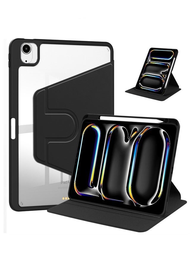 for iPad Air 13 inch (2024 6th M2 / 2025 7th M3) / ipad Pro 12.9 inch (22/21/20/18) Case Cover,Tablet Protective Case, Acrylic 360 ° Rotating Design, Automatic Wake-up/sleep, Soft Leather, Black - Image 1